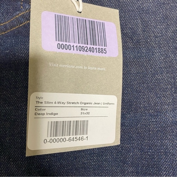 Everlane The Slim 4-Way Stretch Organic jeans size 31X32 New with tag - Picture 7 of 10